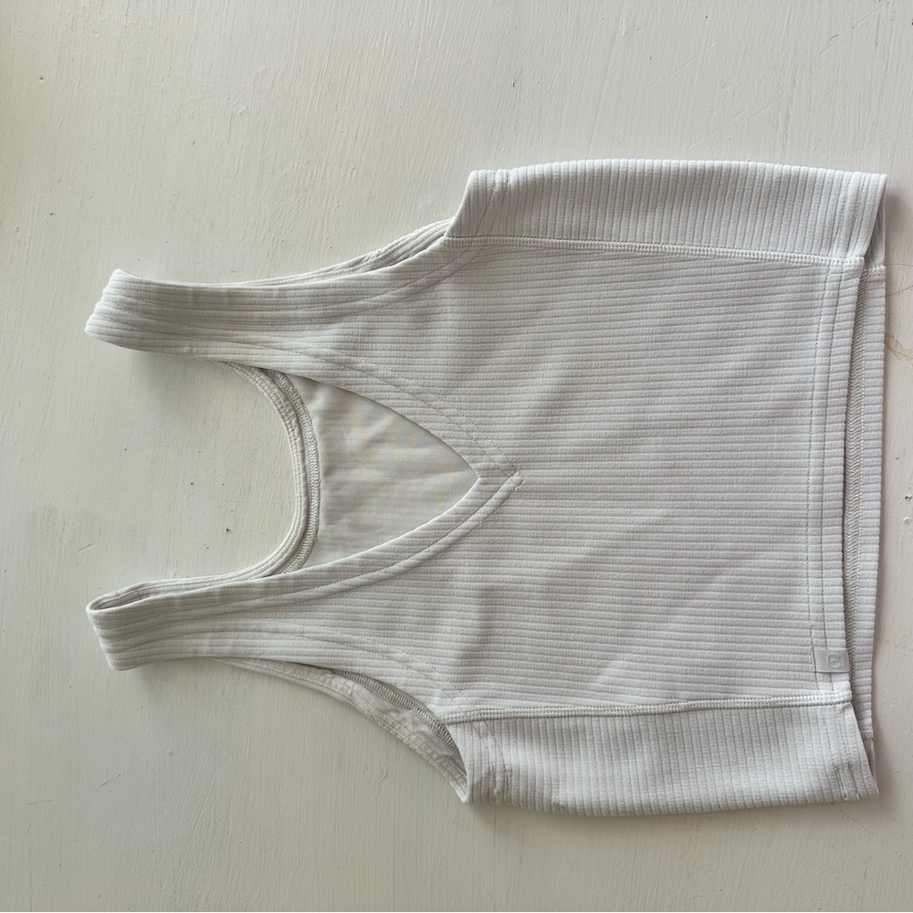Lululemon Athletica White Ribbed Crop Top